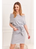 Light gray dress with ties 9978 - Online store - Boutique